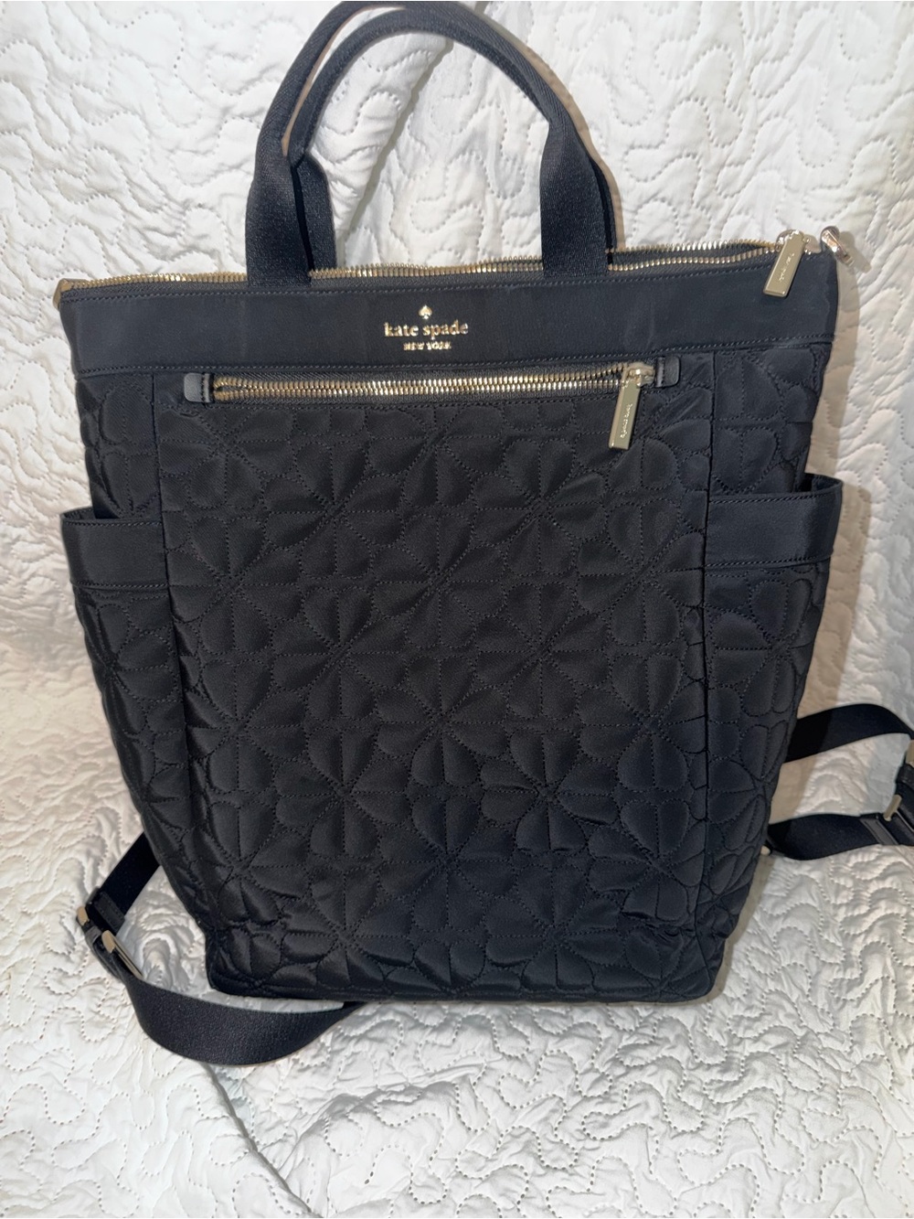 Kate Spade Flower Quilted Convertible Tote-Backpack with Gold Hardware - Picture 3 of 9